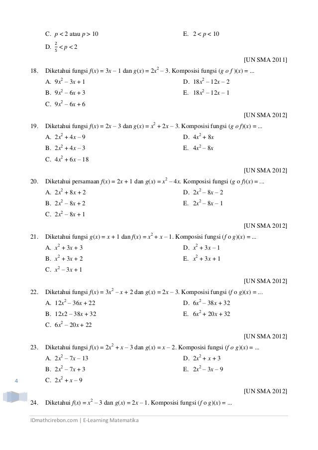 Soal Fungsi Kuadrat Smp Kelas 9