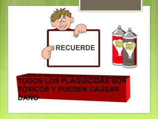 RECUERDE
TODOS LOS PLAGUICIDAS SON
TOXICOS Y PUEDEN CAUSAR
DAÑO
 
