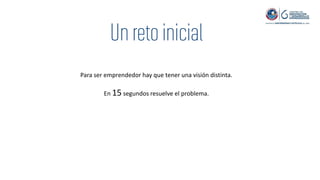 Para ser emprendedor hay que tener una visión distinta.
En 15 segundos resuelve el problema.
 