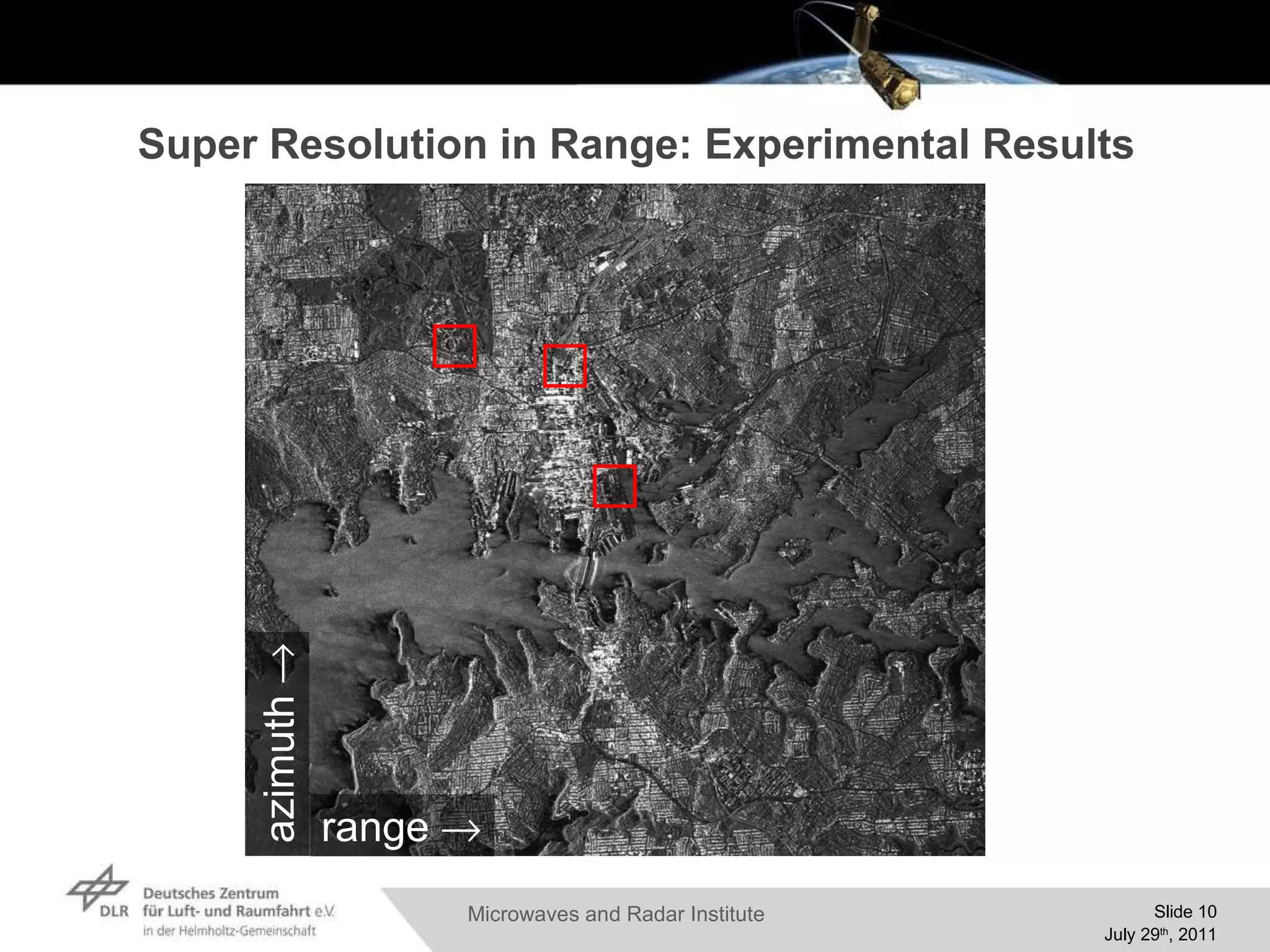 Super Resolution in Range: Experimental Results azimuth  range  