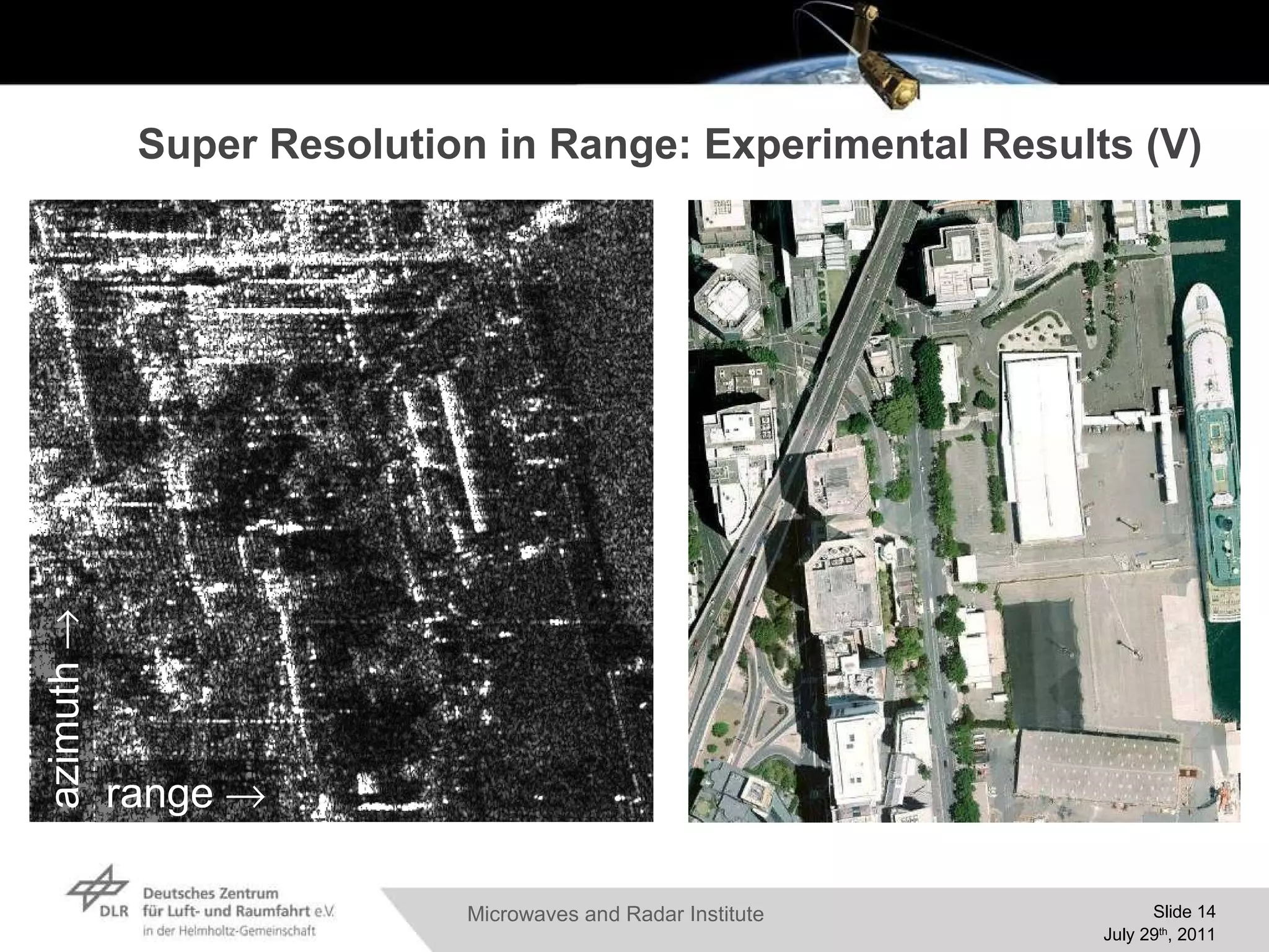 Super Resolution in Range: Experimental Results (V) azimuth  range  