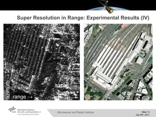 Super Resolution in Range: Experimental Results  (IV) azimuth  range  
