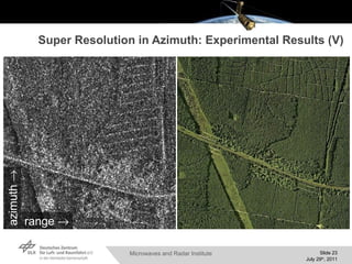 Super Resolution in Azimuth: Experimental Results  (V) azimuth  range  azimuth  range  
