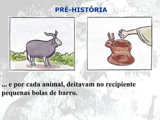 PRÉ-HISTÓRIA




... e por cada animal, deitavam no recipiente
pequenas bolas de barro.
 