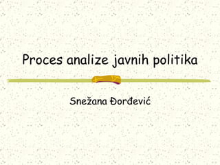 Proces analize javnih politika Snežana Đorđević 
