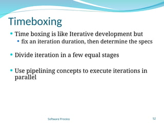 Time Box Iterative Development Process Models Describe various software process models. Identify ...