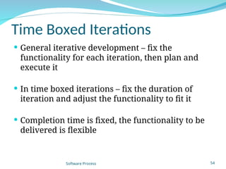 Time Box Iterative Development Process Models Describe various software process models. Identify ...