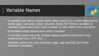 Topic 2 - Python, Syntax, Variables.pptx