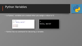 Topic 2 - Python, Syntax, Variables.pptx