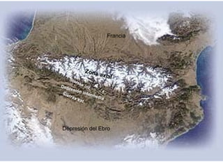 Zona axial Sierras ext. Sierras int. Depresión intermedia Depresión del Ebro Francia  
