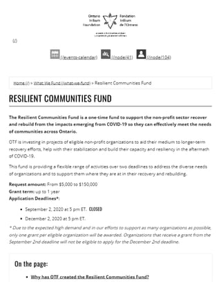 10/28/2020 Resilient Communities Fund | Ontario Trillium Foundation
https://otf.ca/resilient-communities-fund 1/5
 