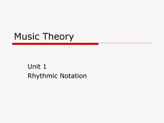Music Theory Unit 1 Rhythmic Notation 