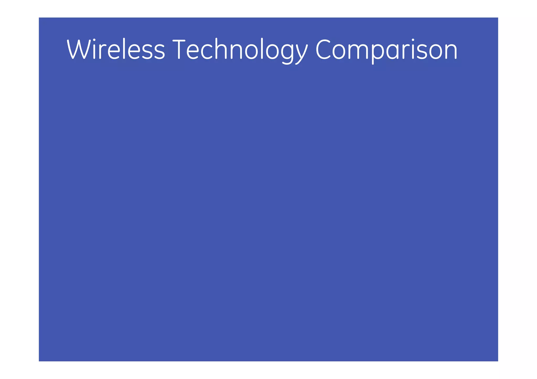 Wireless Technology Comparison
 