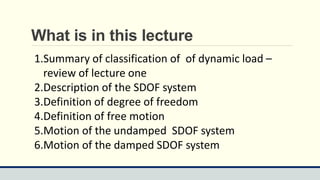 Comprehensive Guide to SDOF Dynamic Load Analysis PDF | PDF