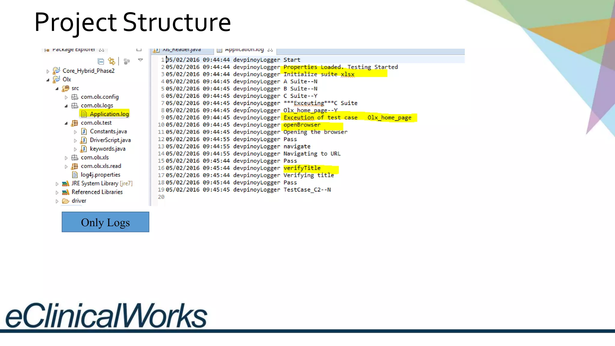 Project Structure
Only Logs
 