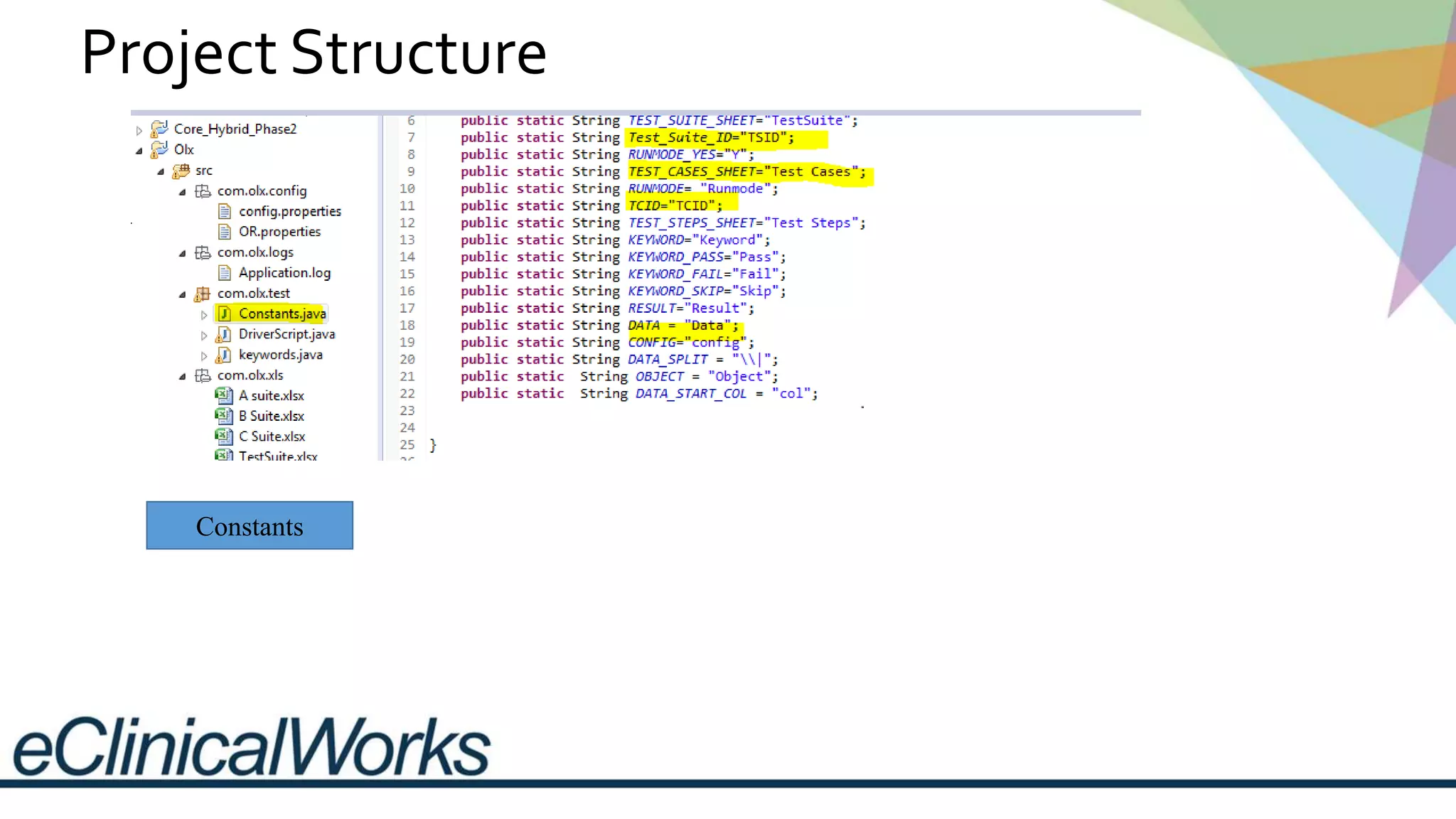 Project Structure
Constants
 