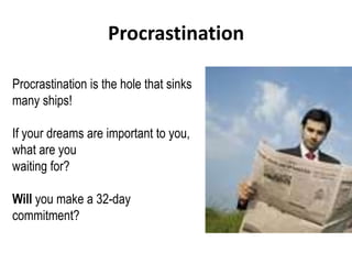Self-Management & Self-ConfidenceGenuine self-confidence results from a history of success, and a history of success results from persistently takingaction.Build your success identity by persisting in whateveryou struggle doing until it become a success for you.