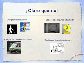 ¡Claro que no! C ódigos sin articulación C ódigos sólo segunda articulación C ódigos sólo primera articulación C ódigos de dos articulaciones… 