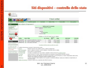 SISTEMI INFORMATIVI D’AZIENDA

                                Siti dispositivi – controllo dello stato




                                    dott. ing. Francesco Guerra       12
                                           a.a. 2009/2010
       2
 