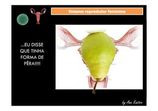SSiisstteemmaa rreepprroodduuttoorr ffeemmiinniinnoo 
...EU DISSE 
QUE TINHA 
FORMA DE 
PÊRA!!!!! 
by Ana Kastro 
 