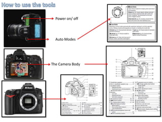 Power on/ off




  Auto Modes




The Camera Body
 