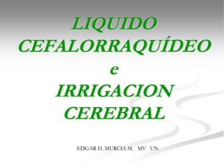 LIQUIDO
CEFALORRAQUÍDEO
        e
   IRRIGACION
    CEREBRAL
    EDGAR H. MURCIA M. MV UN
 