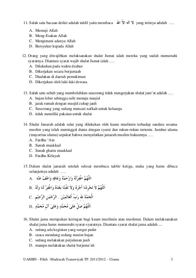 2 Soal Fikih Mts Utama