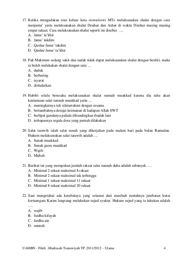 2 Soal Fikih Mts Utama