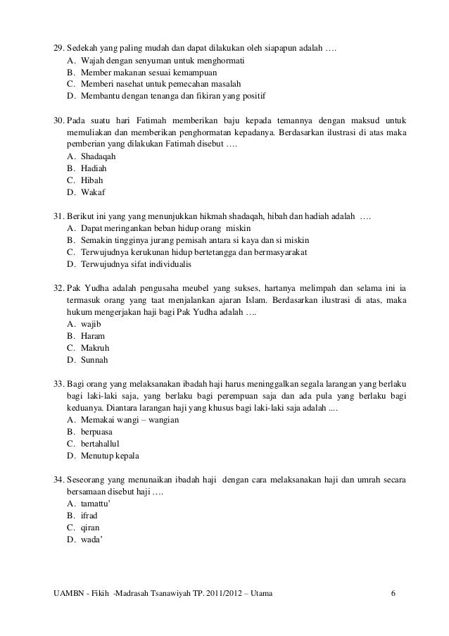 2 Soal Fikih Mts Utama