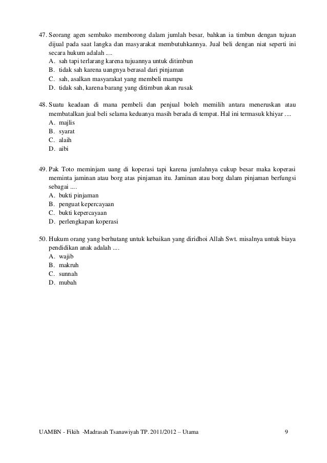 2 Soal Fikih Mts Utama