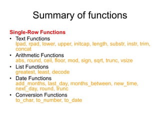 2 sql - single-row functions | PPT