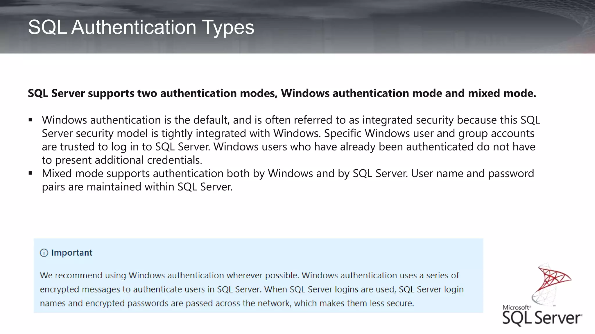 sql server authentication types by moamen hany | PPT