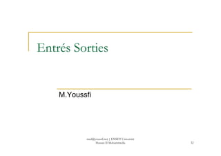 Entrés Sorties
32
M.Youssfi
med@youssfi.net | ENSET Université
Hassan II Mohammedia
 