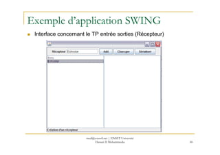 Exemple d’application SWING
Interface concernant le TP entrée sorties (Récepteur)
66
med@youssfi.net | ENSET Université
Hassan II Mohammedia
 