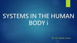 SYSTEMS IN THE HUMAN
BODY i
By Mr Shaibu Salisu
 