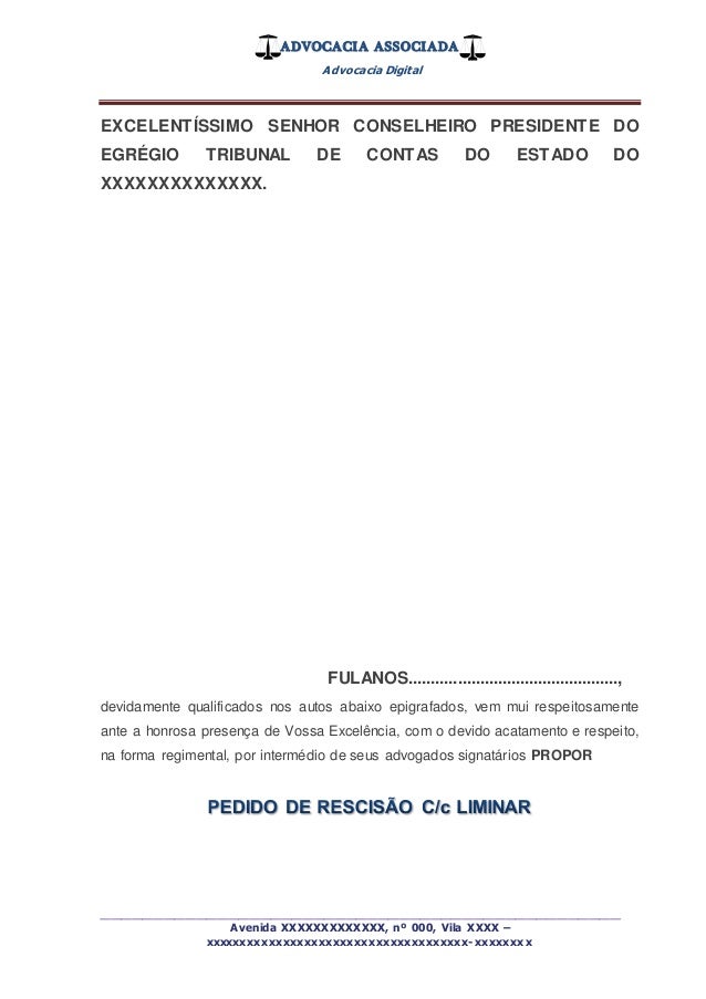 TCE- Pedido de Rescisão - Administrativo - Eleitoral