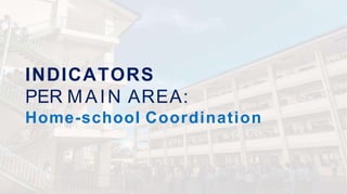 INDICATORS
PER MAIN AREA:
Home-school Coordination
 