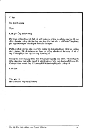 ...




      Ten doanh ngJri~p

      Ngay

      Kinh gi'ri: Ong Trlln Grang

      Day th!!c 811ia ll1Qt quyet dinh rat kho khan cua chUng tbi, nhung sau khi dii can
      nMc cdn th~, chUng tbi thay dng mQt U'ng vien khac vao vi tri Chanh Van phong
      phil h<Jp han vrn. yeu cau chuyen mbn Clla chUng tbi.

      DU kh6ng h<Jp vrn. yeu cau cong vi~c, chUng wi danh gia rat cao nang Ivc vii tinh
      each cua bng. Tat ca nhUng ngll'm tham gia phOng van d6u cO an tU'gng rift t6t ve
      bng. Kinh nghi~ll1 lam vi~ cua /lng th~t dang ne.

      ChUng toi chUc bng Mp may miin trong ngM nghi~p cua minh. Vrn. nhUng U'U
      diem cila minh, cMc cMn bng se Iii mQt tili san quy cho mQt doanh nghi¢p nao do.
      Chung tbi th~t sl! ti€<: rang do khong phiii Ia doanh nghi~p cua chung toi.

      Kinh thll',




      Tran VanHa
      Pho Giam d6c PhI} trach Nhan sl!




      Thu hut, Tl'm kiein va Lifa chqn ,III guon NMn life                            79
 
