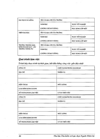 D.').I HQCICAO DANG          lEN vA DlA cHI CVA TRUONG

                             NAMHQC                                   NGAy T6T NGHI~P

                             (CHUNG CHi HAY BANG)                     HQC XONG LOP MAY

TIffiN D.').I HQC            lEN VA DlA cHi CVA TRUONG

                             NAMHQC                                   NGAy roT NGHlEP

                             (CHUNG CHI HAY BANG)                     HQC XONG LOP MAY

TRUONG TIIUONG M~I,          lEN VA DlA CHi CVA TRL'ONG
KlNH OOANH HAY cAc
TRUONG 11JtJNG TI!           NAMHQC                                   NGAY T6T NGHI~P

                             (CHUNG CHi HAY BANG)                     HQC XONG LDP MAY



Qua /rink lam         vi~c

Trinh bay theo trinh tlf tlu'li gian, Mt dau Mng c6ng vi¢c gall day llhar

cONGTY                                              CHOC DANH{fRONG GIAl DO.').N           I
DlACHI                                              NHl~M VI)




DI~NTHO~1                                           MOCLUONG

LO~1 HINH KINH DOANH

s6 THANGINAM LAM Vl~                                L Y00 THOl Vl~

CONGTY                                              CHOC DANHffRONG GIAl DO~N

EllA CHi                                            NHli)M VI)



                                                I



DI~NTHO.').I                                        MOCWONG

LO.').! HINH KINH DOANH

s6 THANG/NAM LAM Vl~C                               LY DO THOI VI~C




86                                          Thu hUt, Tim ki€m va LlfG clu;m Ngu6n Nhiin Iile
 