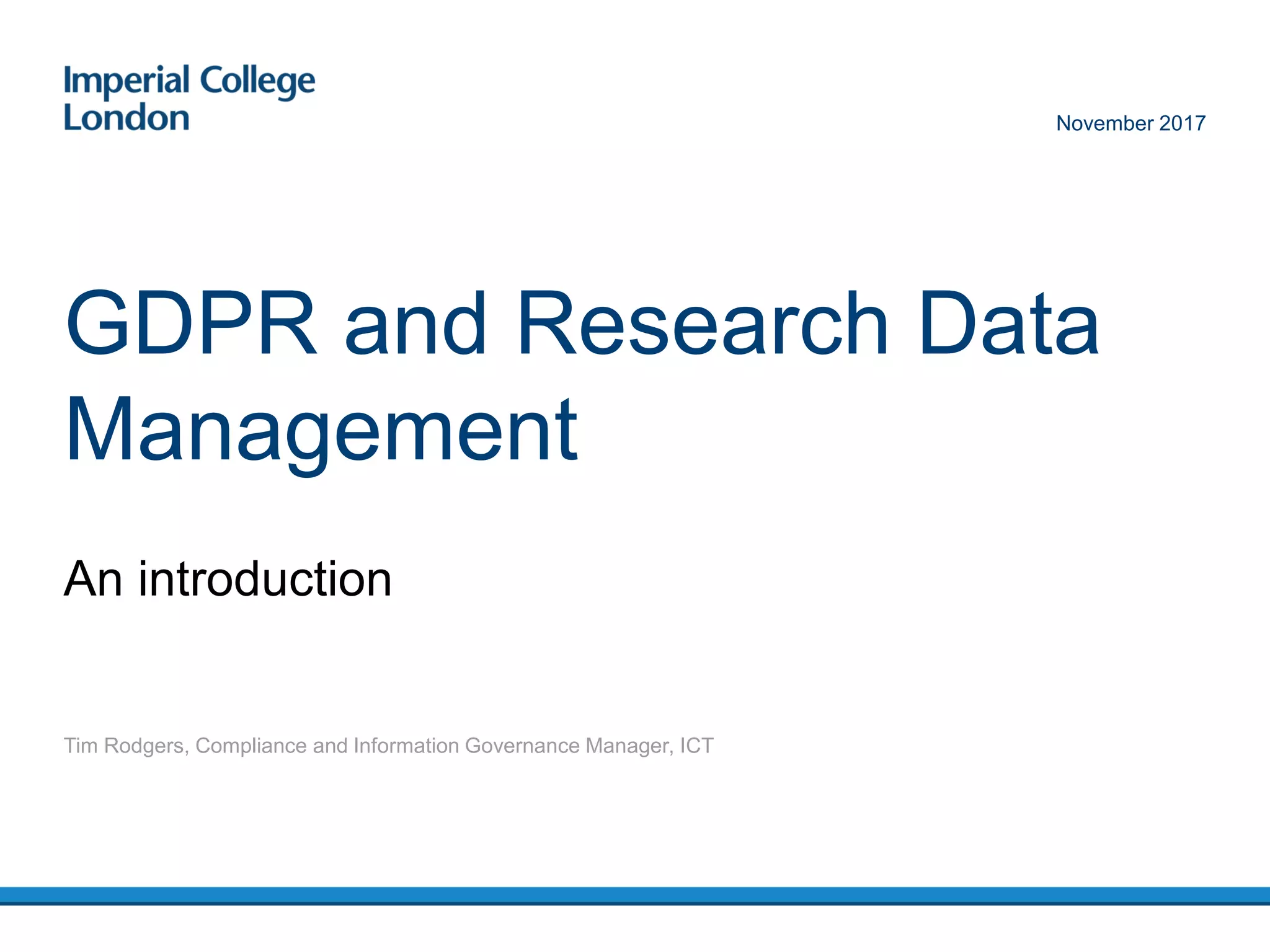GDPR and Research Data Management | PPT