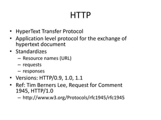 Web technologies: HTTP | PPT