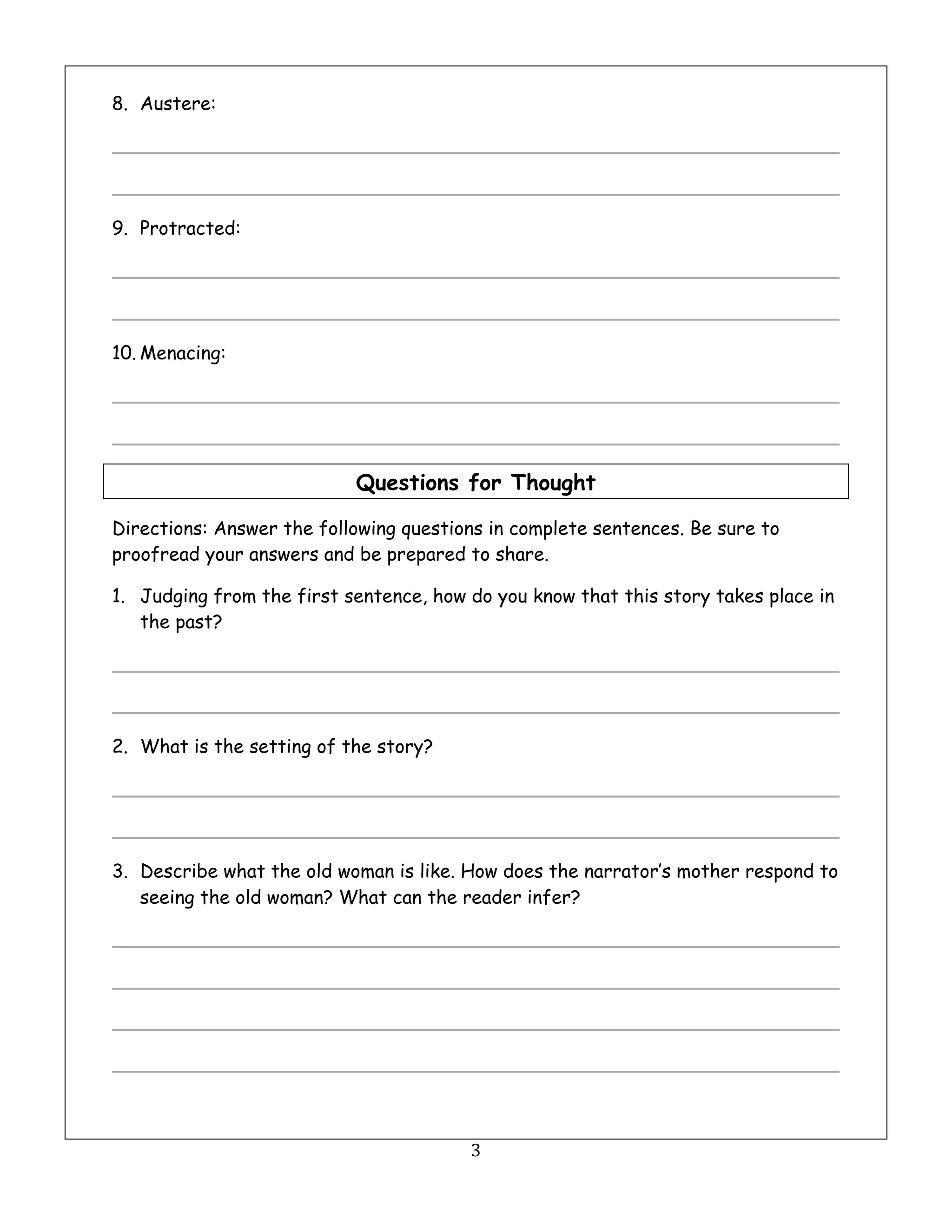 to da duh in memoriam worksheet | PDF