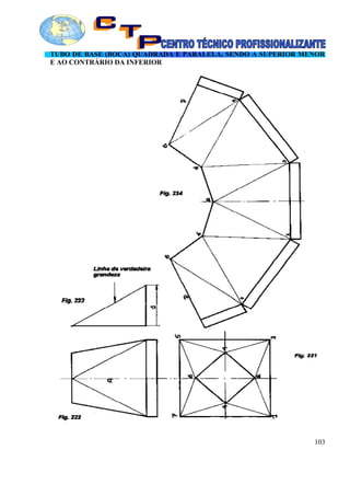 TUBO DE BASE (BOCA) QUADRADA E PARALELA, SENDO A SUPERIOR MENOR
E AO CONTRÁRIO DA INFERIOR
103
 