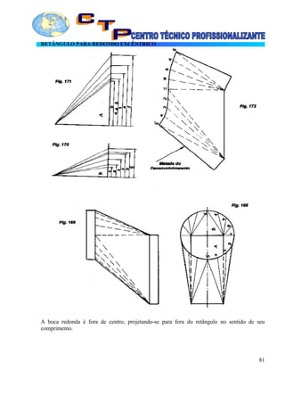 RETÂNGULO PARA REDONDO EXCÊNTRICO
A boca redonda é fora de centro, projetando-se para fora do retângulo no sentido de seu
comprimento.
81
 