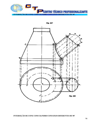 INTERSEÇÃO DE CONE COM CILINDRO COM EIXOS DIFERENTES DE 90º
INTERSEÇÃO DE CONE COM CILINDRO COM EIXOS DIFERENTES DE 90º
96
 