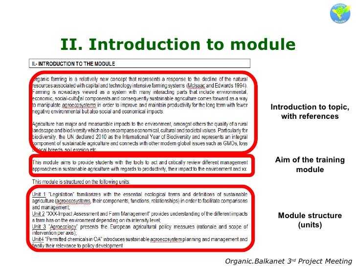 2.Description of Training Modules