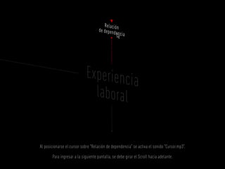 Al posicionarse el cursor sobre “Relación de dependencia” se activa el sonido “Cursor.mp3”.

       Para ingresar a la siguiente pantalla, se debe girar el Scroll hacia adelante.
 