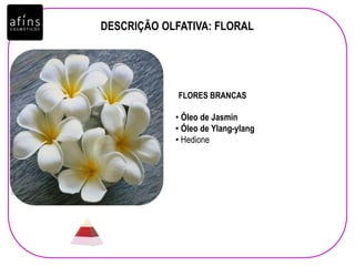 DESCRIÇÃO OLFATIVA: FLORAL
• Óleo de Jasmin
• Óleo de Ylang-ylang
• Hedione
FLORES BRANCAS
 