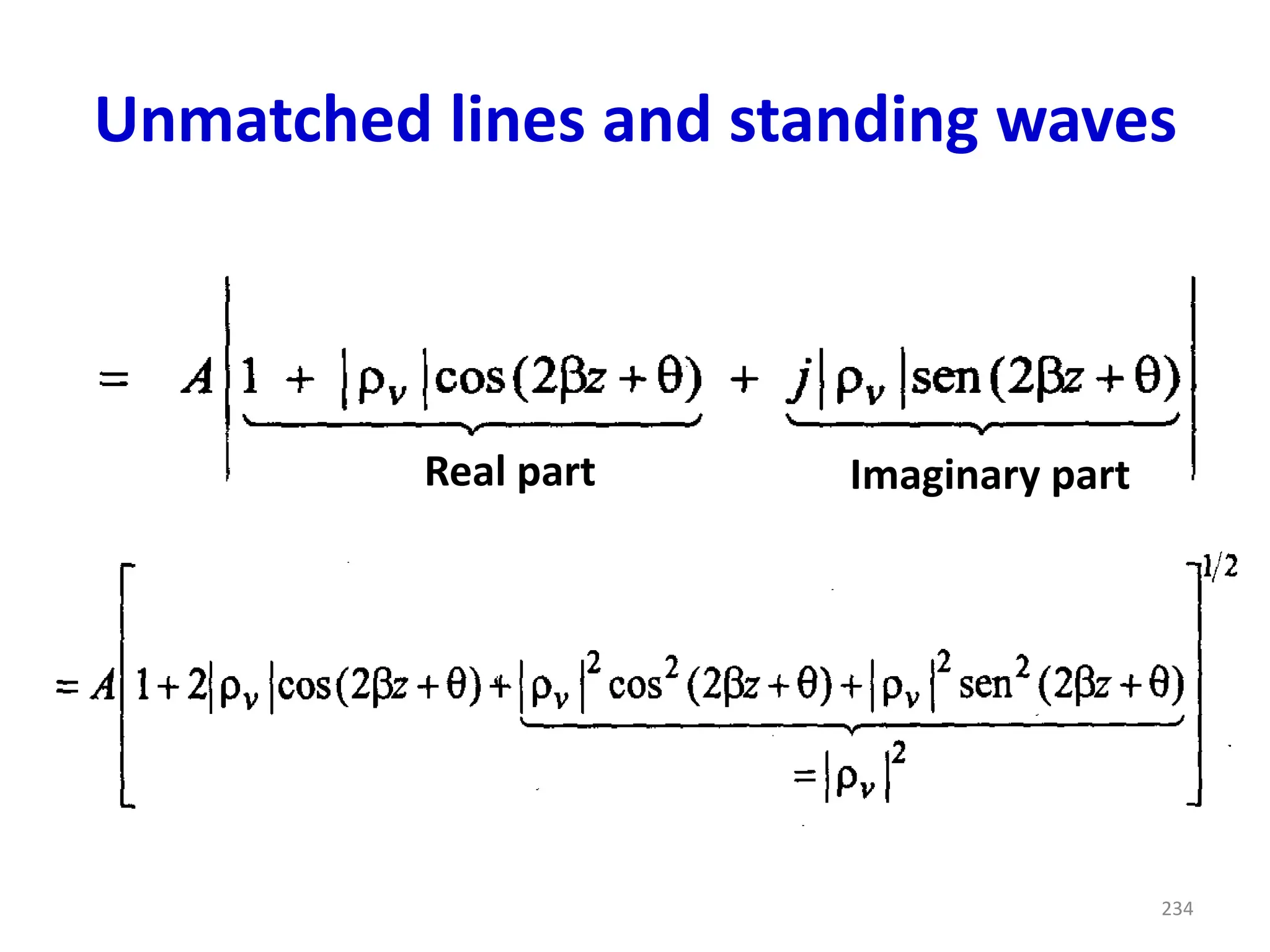 Unmatched lines and standing waves
234
Real part Imaginary part
 