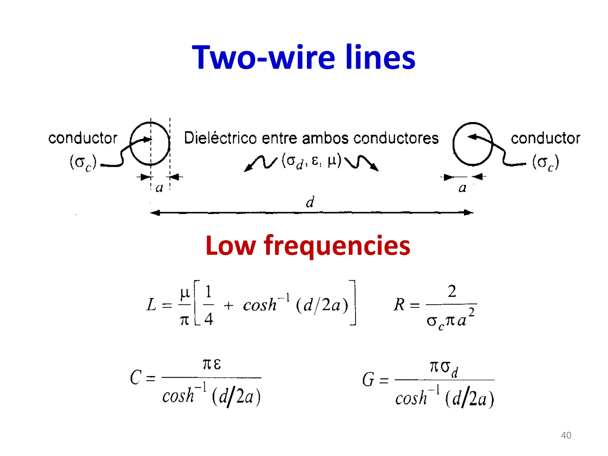 Two-wire lines
Low frequencies
40
 